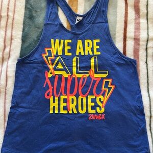 Zumba Blue Tank Top with Bold Graphic